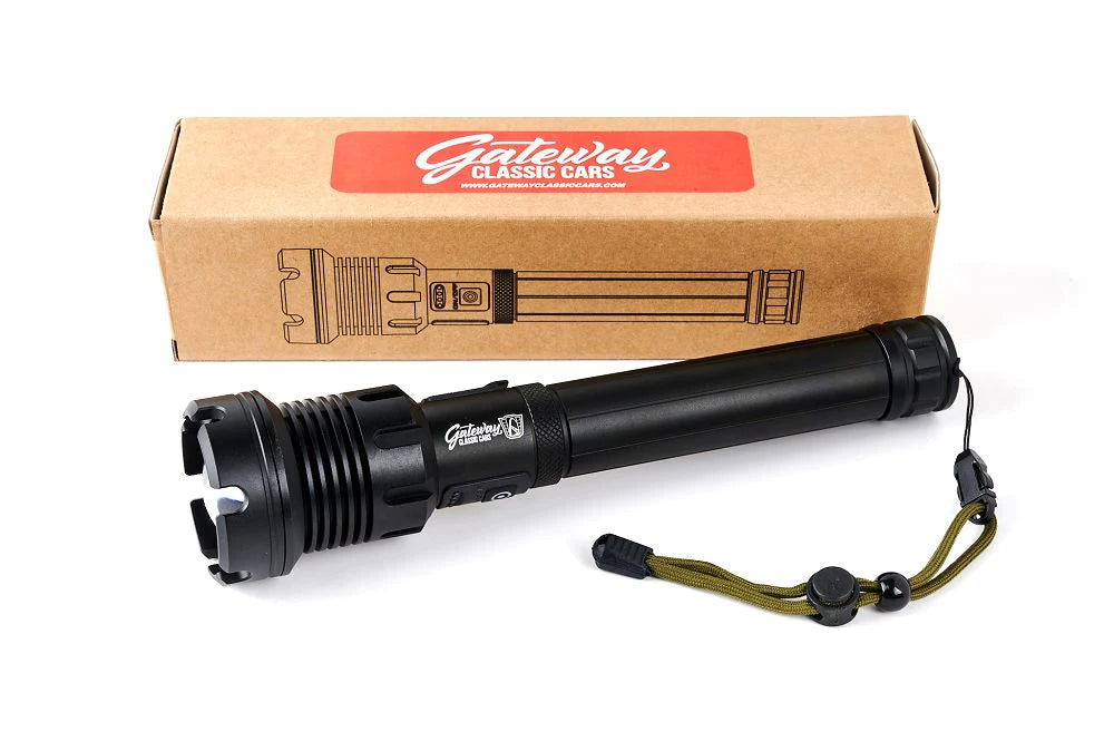 Gateway Classic Cars - Super Bright Black Tactical 10.5in Rechargeable Flashlight